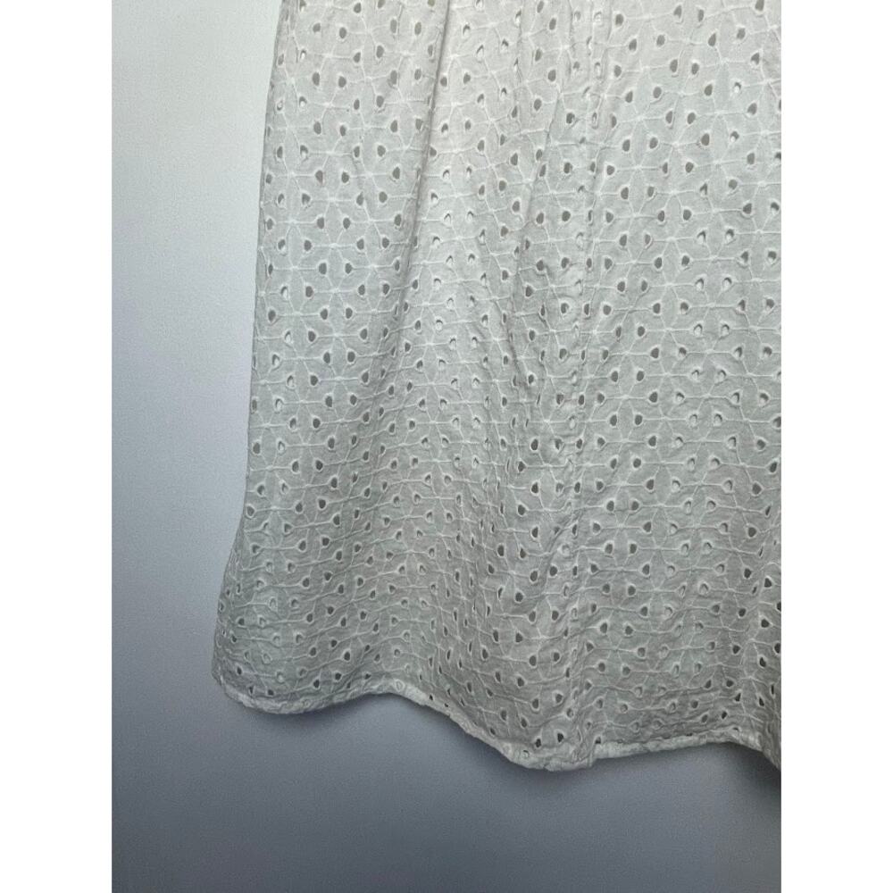 Eyelet Lace A-line Dress White Knee Length Y2K Womens Size 6 Sleeveless Sundress - Picture 12 of 16